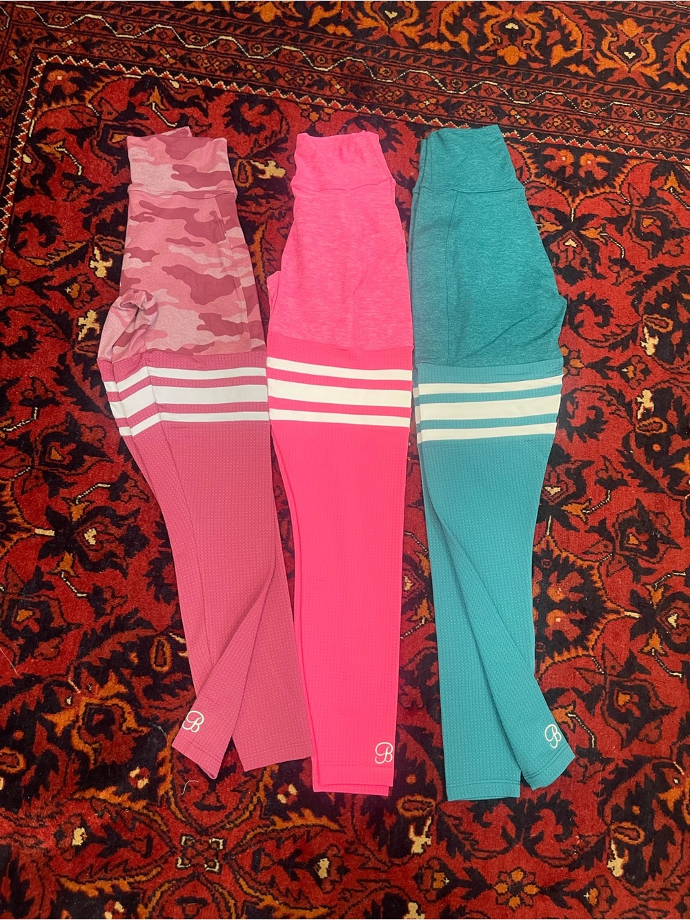 Bombshell Sportswear Trio High-Waist Leggings — Pink, Rose Camo, Teal